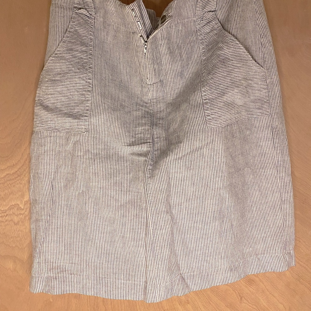 Blue and white striped skirt